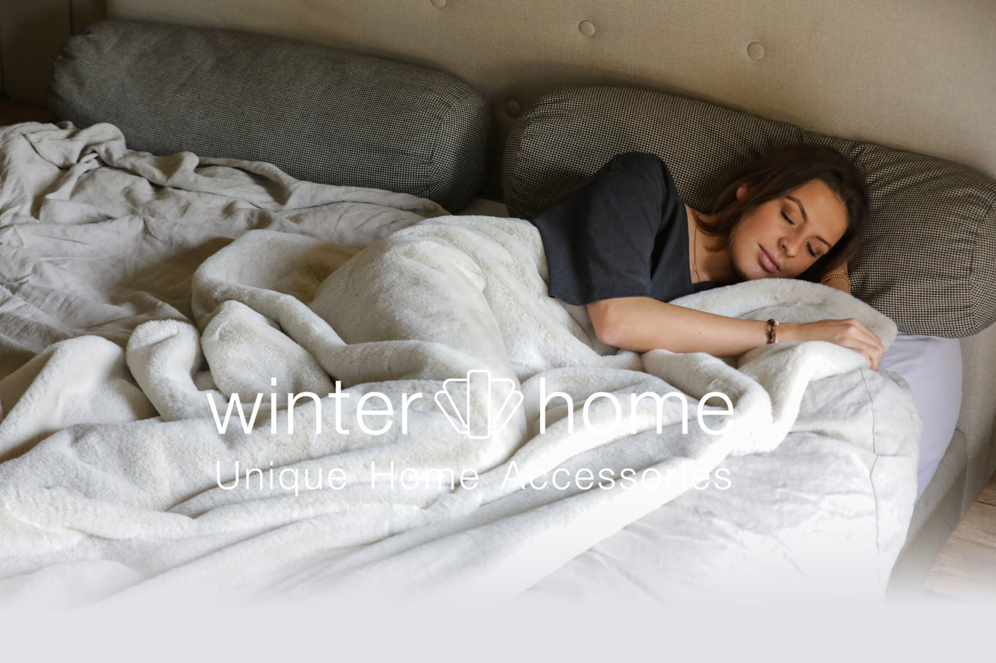 Ylellinen tekoturkispeitto 140×200 guanaco Butter, Winter Home