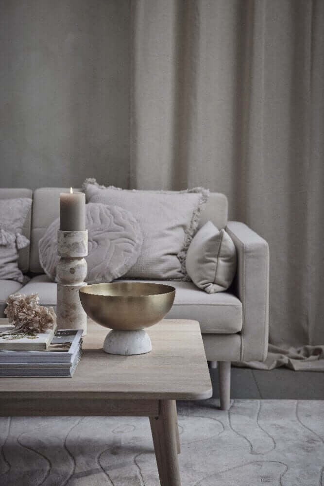 Kynttilänjalka Ellie, pellava marmori H30 Lene Bjerre Desing
