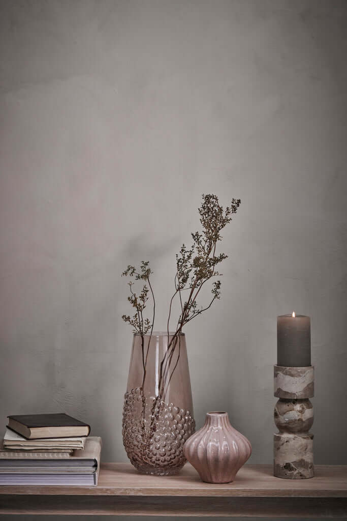 Kynttilänjalka Ellia, pellava marmori H23 Lene Bjerre Desing