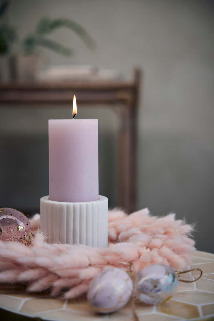 Kynttilänjalka Eliana, valkoinen marmori 5x10 Lene Bjerre Desing