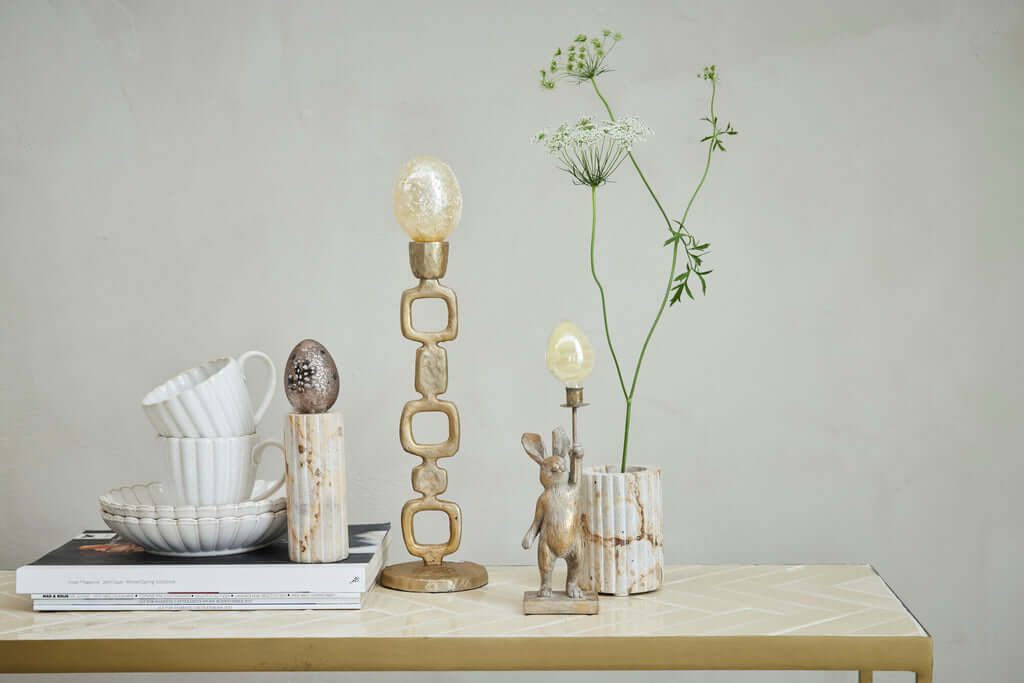 Kynttilänjalka Eliana, pellava marmori 8x8 Lene Bjerre Desing