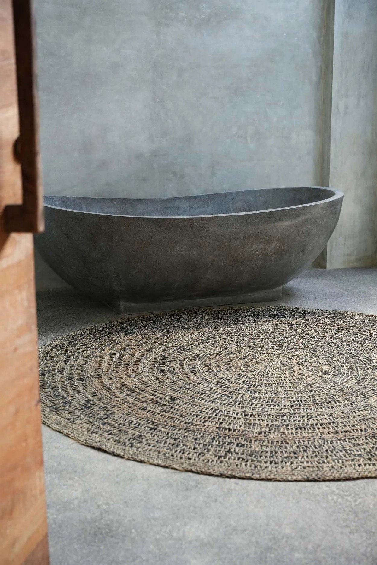 Pyöreä matto, meriruoho luonnollinen/musta 200 Bazar Bizar