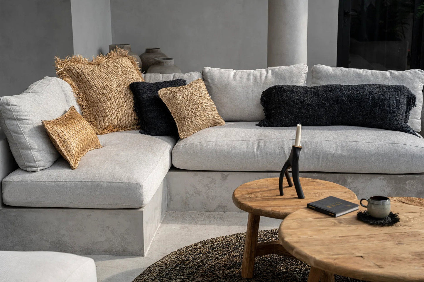 Koristetyynynpäällinen Raffia Flores, luonnollinen - 40x40 Bazar Bizar