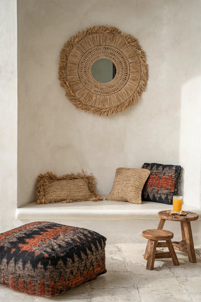 Koristetyynynpäällinen Raffia Flores, luonnollinen - 40x40 Bazar Bizar