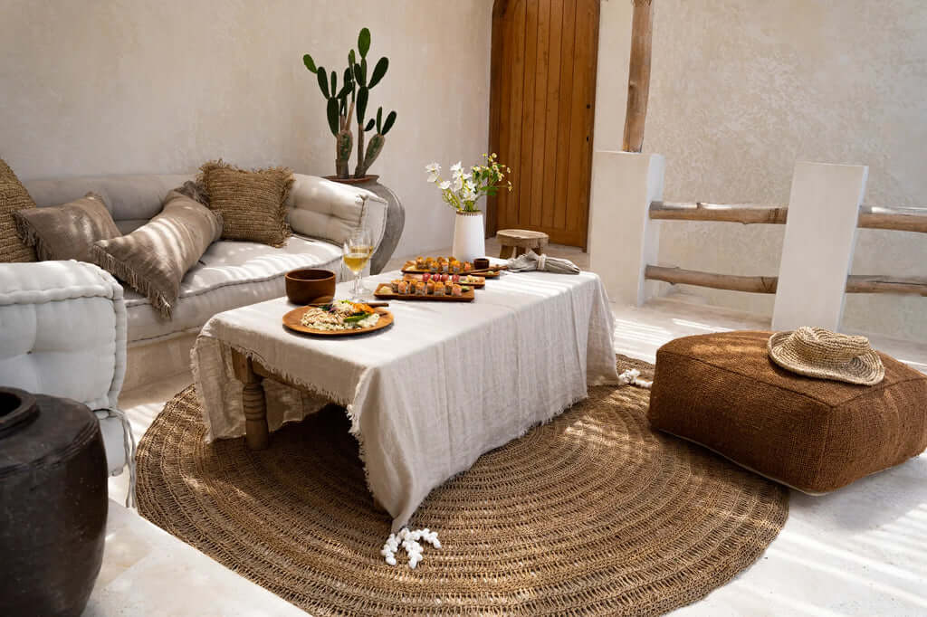 Pellavapöytäliina, beige 150x250 Bazar Bizar