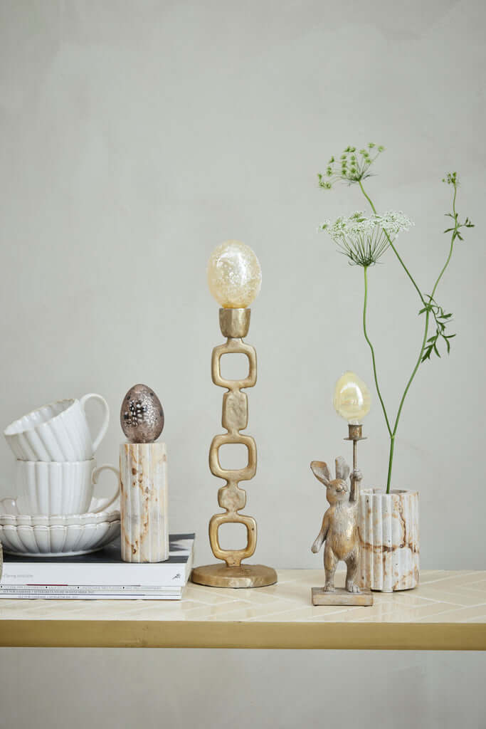 Kynttilänjalka Eliana, pellava marmori 8x8 Lene Bjerre Desing